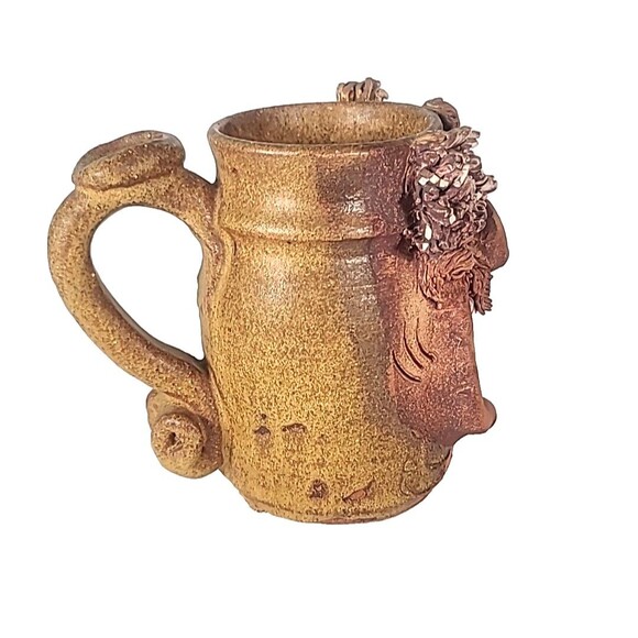 Studio Art Pottery Handmade Smiley Face Signed FYN Ugly Face Vintage-1976 - Picture 6 of 11